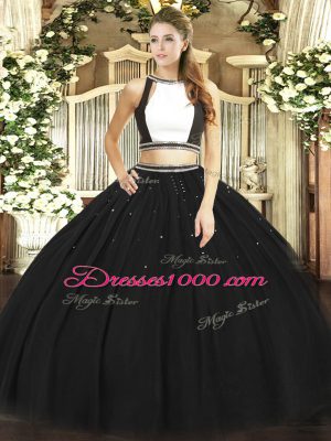 Black Halter Top Neckline Ruching 15th Birthday Dress Sleeveless Backless