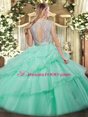 Most Popular Tulle Scoop Sleeveless Backless Beading and Ruffled Layers 15 Quinceanera Dress in Watermelon Red