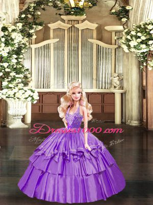 Straps Sleeveless Lace Up Sweet 16 Dresses Lilac Organza