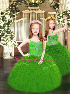 Beading and Ruffles Quinceanera Gowns Lace Up Sleeveless Floor Length