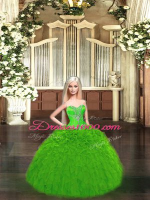 Beading and Ruffles Quinceanera Gowns Lace Up Sleeveless Floor Length