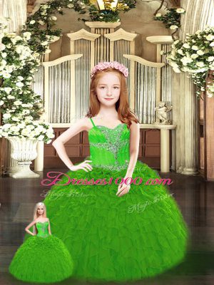 Beading and Ruffles Quinceanera Gowns Lace Up Sleeveless Floor Length