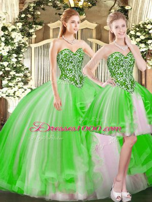 Inexpensive Sleeveless Floor Length Beading Lace Up Quinceanera Gown with