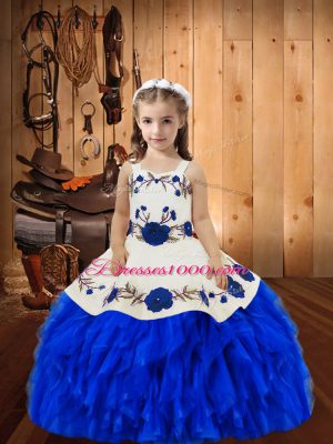 Most Popular Organza Sleeveless Floor Length Kids Formal Wear and Embroidery and Ruffles