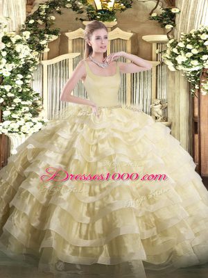 Dramatic Organza Sleeveless Floor Length Quinceanera Gowns and Beading and Ruffled Layers