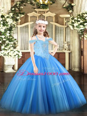 Floor Length Ball Gowns Sleeveless Baby Blue Party Dress Lace Up