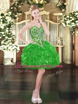 Sweetheart Sleeveless Lace Up Prom Dress Green Organza
