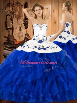 Sleeveless Embroidery and Ruffles Lace Up Quinceanera Dress