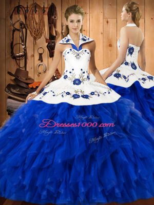 Sleeveless Embroidery and Ruffles Lace Up Quinceanera Dress