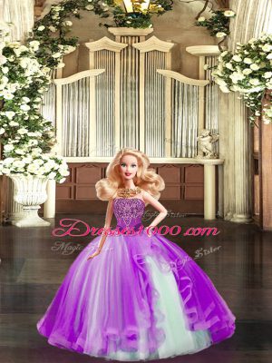 Sweet Multi-color Strapless Lace Up Beading and Ruffles Quinceanera Gowns Sleeveless