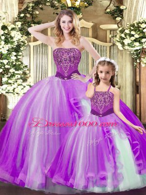 Sweet Multi-color Strapless Lace Up Beading and Ruffles Quinceanera Gowns Sleeveless