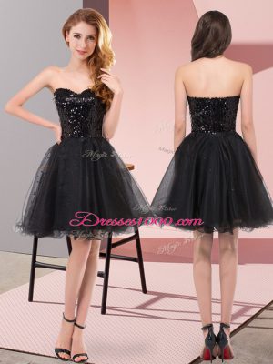 Superior Sweetheart Sleeveless Tulle Prom Gown Sequins Zipper