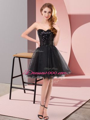 Superior Sweetheart Sleeveless Tulle Prom Gown Sequins Zipper