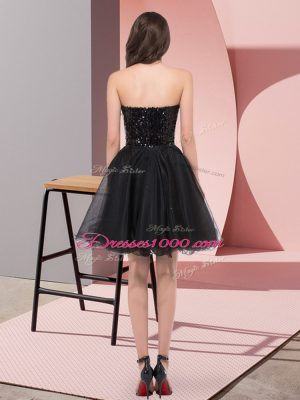 Superior Sweetheart Sleeveless Tulle Prom Gown Sequins Zipper