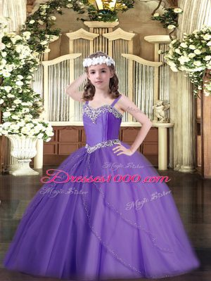 Ball Gowns Sleeveless Lavender Pageant Dress Womens Sweep Train Lace Up
