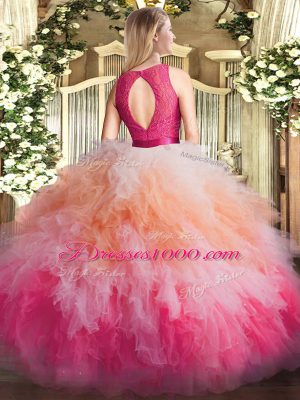 Multi-color Zipper Quinceanera Dress Ruffles Sleeveless Floor Length