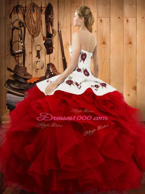 Floor Length Ball Gowns Sleeveless Wine Red Sweet 16 Dress Lace Up