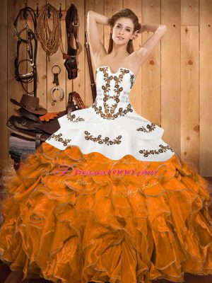 Classical Sleeveless Embroidery and Ruffles Lace Up Sweet 16 Dress