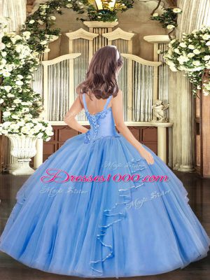 Fashionable Floor Length Ball Gowns Sleeveless Baby Blue Pageant Dress Wholesale Lace Up