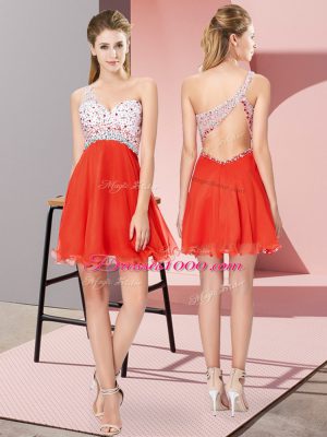 Decent Sleeveless Criss Cross Mini Length Beading Dress for Prom