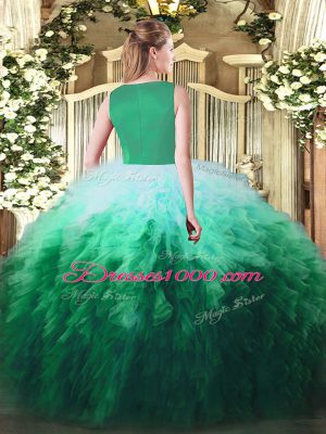 Multi-color Ball Gowns Beading and Ruffles Vestidos de Quinceanera Side Zipper Tulle Sleeveless Floor Length