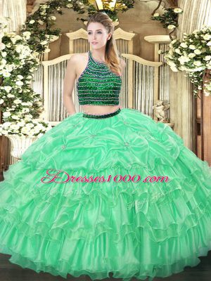 Pretty Floor Length Ball Gowns Sleeveless Apple Green Quinceanera Dresses Zipper