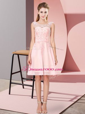 Pretty Appliques Bridesmaid Dresses Baby Pink Zipper Sleeveless Knee Length
