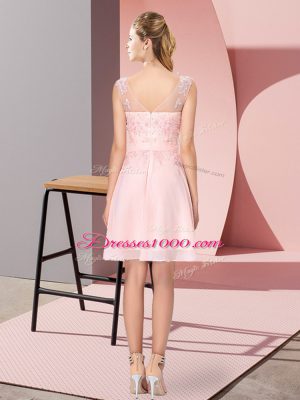 Pretty Appliques Bridesmaid Dresses Baby Pink Zipper Sleeveless Knee Length