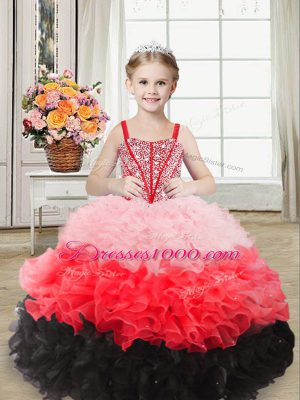 Low Price Ball Gowns Pageant Gowns Multi-color Straps Organza Sleeveless Floor Length Lace Up