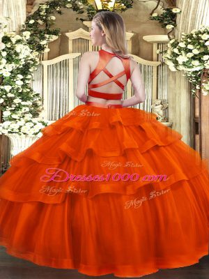 High Class Floor Length Criss Cross Sweet 16 Quinceanera Dress Aqua Blue for Military Ball and Sweet 16 and Quinceanera with Ruffled Layers