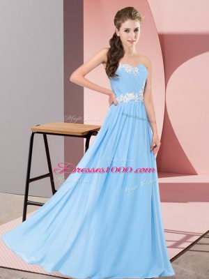 Pretty Aqua Blue Sleeveless Appliques Floor Length Prom Dress