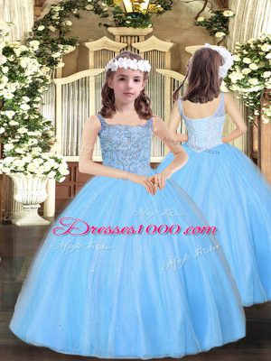 Dazzling Turquoise Straps Neckline Beading Quinceanera Dresses Sleeveless Lace Up