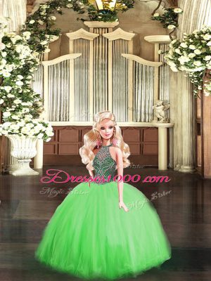 Custom Design Green Sleeveless Beading Floor Length Quinceanera Gowns