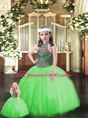 Custom Design Green Sleeveless Beading Floor Length Quinceanera Gowns