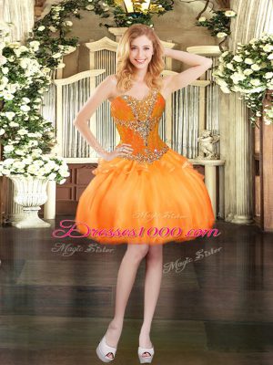 Three Pieces 15th Birthday Dress Orange Red Sweetheart Organza Sleeveless Floor Length Lace Up