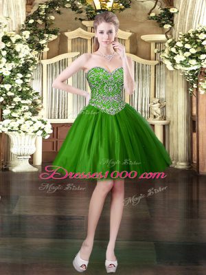 Sweetheart Sleeveless Lace Up Party Dress Dark Green Tulle