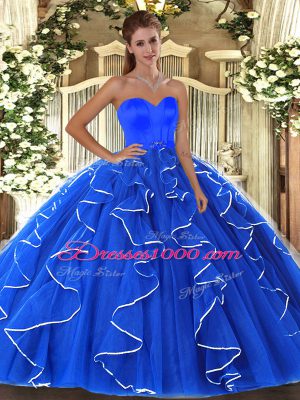 Perfect Floor Length Ball Gowns Sleeveless Blue Sweet 16 Quinceanera Dress Lace Up