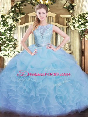 Comfortable Sleeveless Lace and Ruffles Backless Quinceanera Dress
