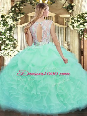 Comfortable Sleeveless Lace and Ruffles Backless Quinceanera Dress