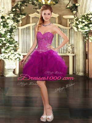 Organza Sleeveless Floor Length 15th Birthday Dress and Beading and Ruffles