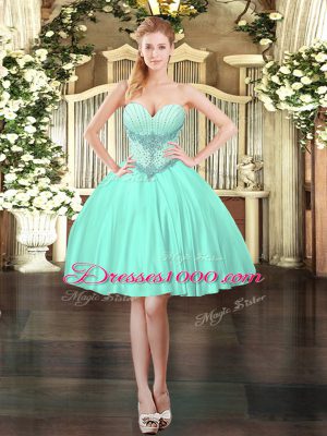 Graceful Mini Length Apple Green Prom Party Dress Sweetheart Sleeveless Lace Up