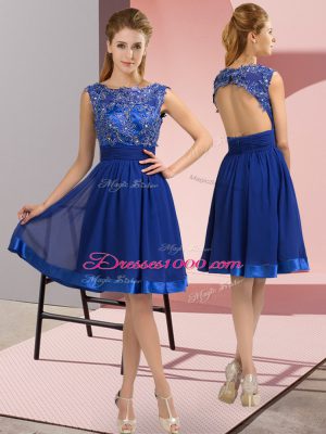 Clearance Royal Blue Sleeveless Appliques Knee Length Dress for Prom