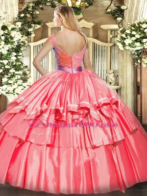 Affordable Beading and Ruffled Layers 15 Quinceanera Dress Zipper Sleeveless Floor Length