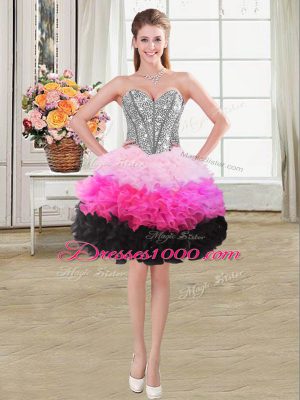 Exquisite Floor Length Lace Up Quince Ball Gowns Multi-color for Sweet 16 and Quinceanera with Beading and Ruffles