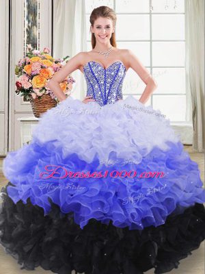 Beauteous Floor Length Multi-color Sweet 16 Dress Sweetheart Sleeveless Lace Up