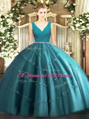 Sleeveless Beading Zipper Quinceanera Dress