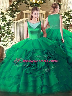 Customized Sleeveless Side Zipper Floor Length Beading and Ruffled Layers 15th Birthday Dress