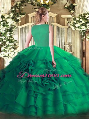 Customized Sleeveless Side Zipper Floor Length Beading and Ruffled Layers 15th Birthday Dress