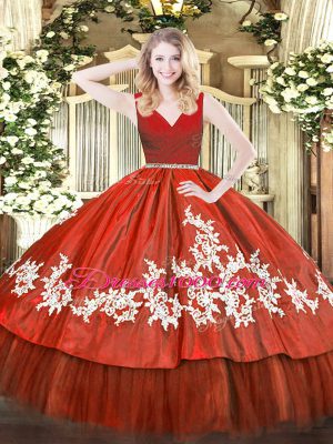 Fantastic Floor Length Zipper Sweet 16 Dresses Wine Red for Military Ball and Sweet 16 and Quinceanera with Beading and Appliques