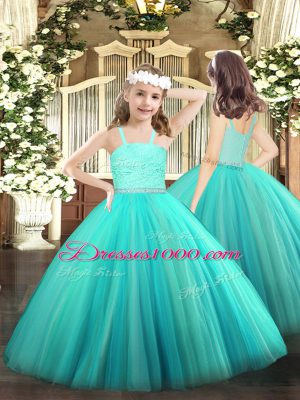 Luxury Turquoise Zipper Sweetheart Beading and Lace Ball Gown Prom Dress Tulle Sleeveless